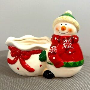 💚10 Tii Collections Christmas Ceramic Snowman planter candy dish